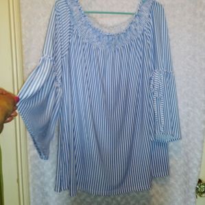 Unique Spectrum Flowy Stripe top.3/4 sleeves SZ 2X